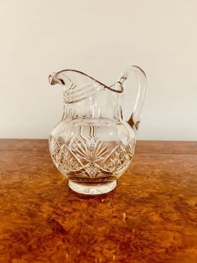 Antique QUALITY ANTIQUE EDWARDIAN CUT GLASS WATER JUG
