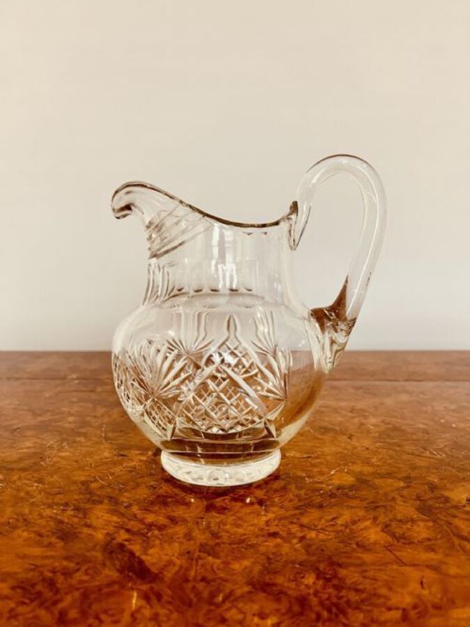 Antique QUALITY ANTIQUE EDWARDIAN CUT GLASS WATER JUG