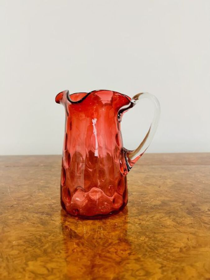 Antique ANTIQUE VICTORIAN CRANBERRY GLASS JUG