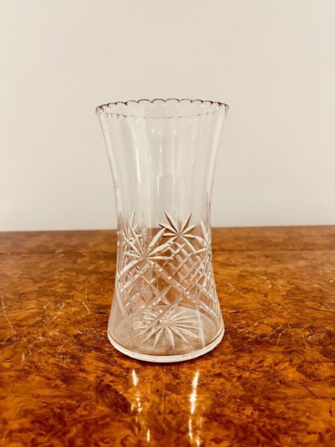 Antique ANTIQUE EDWARDIAN CUT GLASS VASE