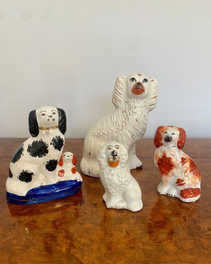 Antique COLLECTION OF FOUR ANTIQUE QUALITY STAFFORDSHIRE DOGS