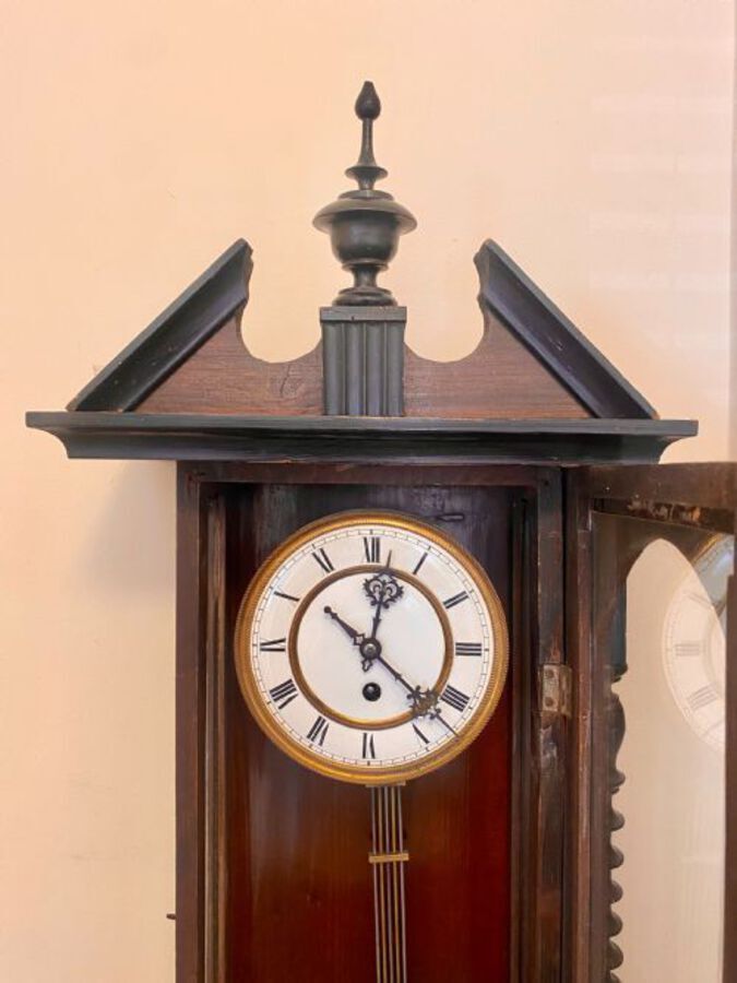 Antique ANTIQUE VICTORIAN WALNUT CASE VIENNA WALL CLOCK