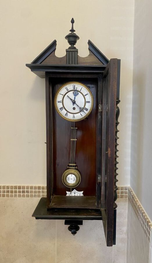 Antique ANTIQUE VICTORIAN WALNUT CASE VIENNA WALL CLOCK