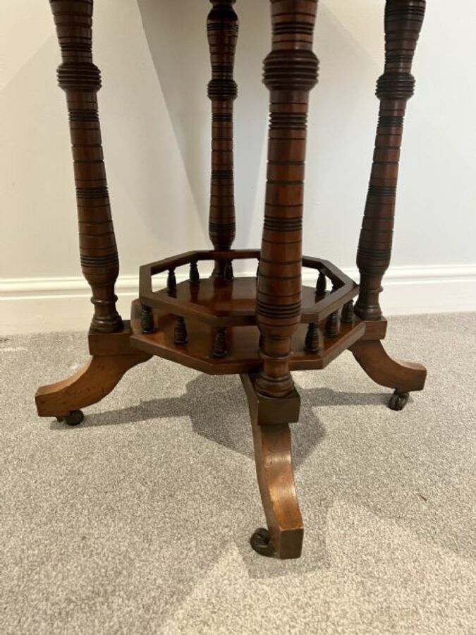 Antique ANTIQUE VICTORIAN QUALITY WALNUT & LEATHER TOP LIBRARY TABLE