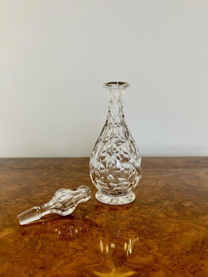 Antique QUALITY ANTIQUE EDWARDIAN CUT GLASS BELL SHAPED DECANTER