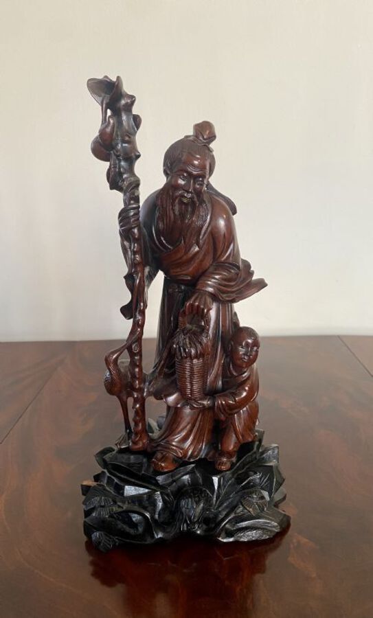 QUALITY ANTIQUE CHINESE CARVED HARDWOOD FIGURE