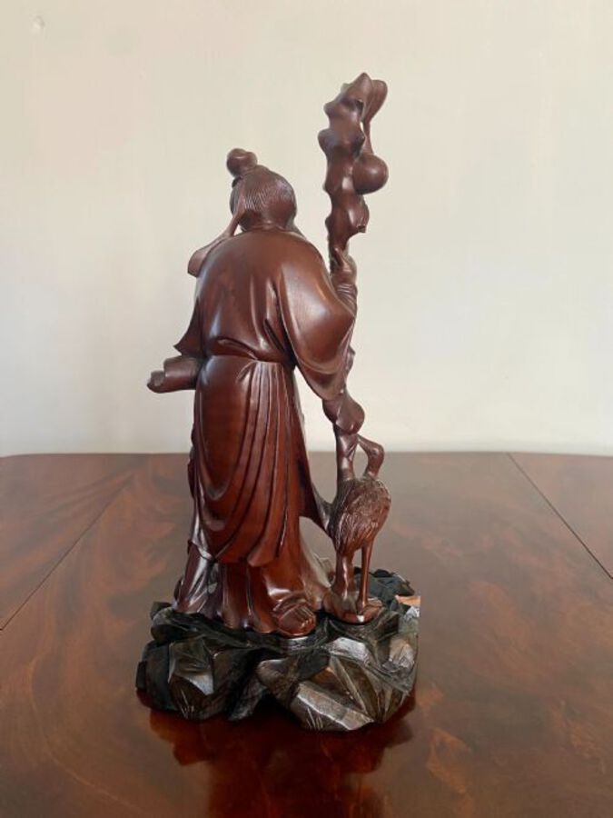 Antique QUALITY ANTIQUE CHINESE CARVED HARDWOOD FIGURE