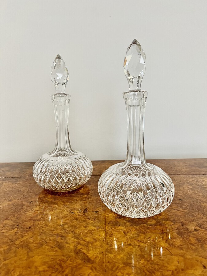 Antique Pair of antique Edwardian cut glass decanters