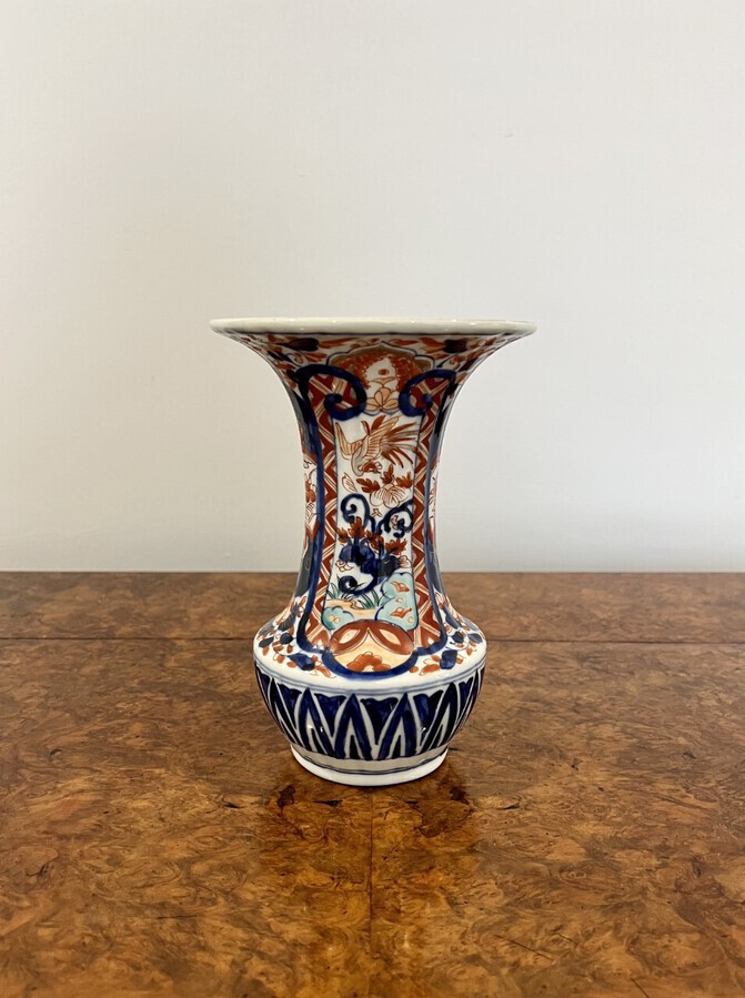 Antique Quality antique Japanese Imari fluted shaped vase 