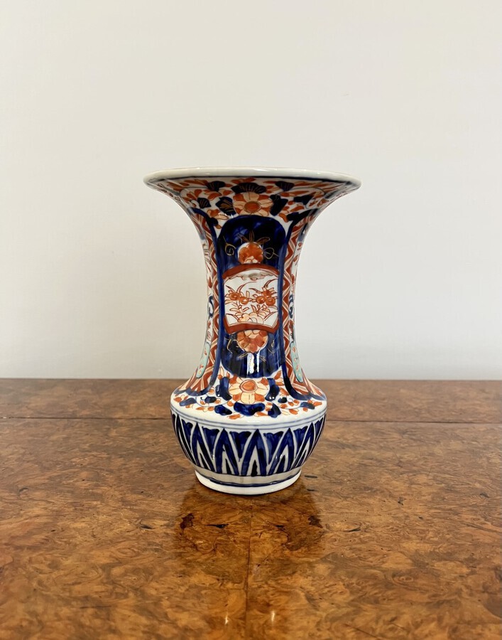 Antique Quality antique Japanese Imari fluted shaped vase 