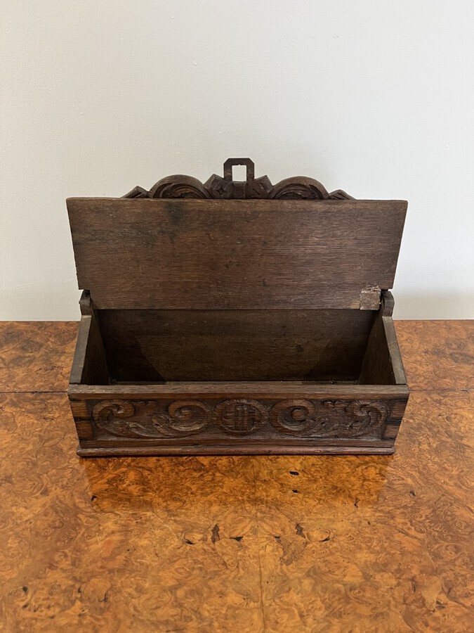 Antique Quality antique Victorian carved oak candle box
