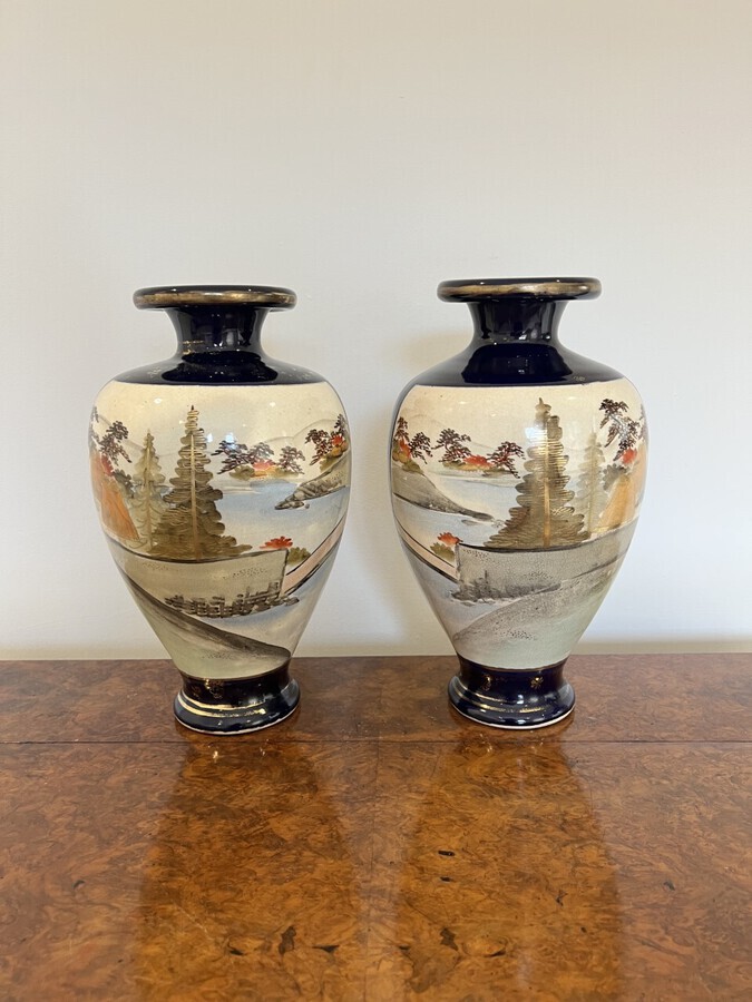 Antique Large pair of antique quality Japanese satsuma vases