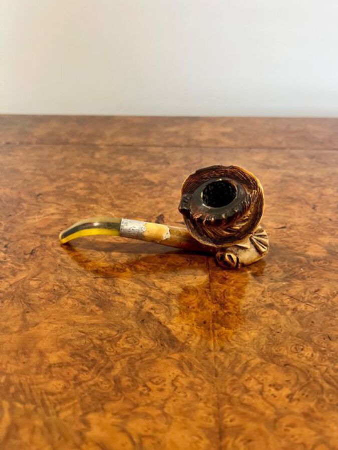 Antique Antique Victorian quality meerschaum carved pipe 