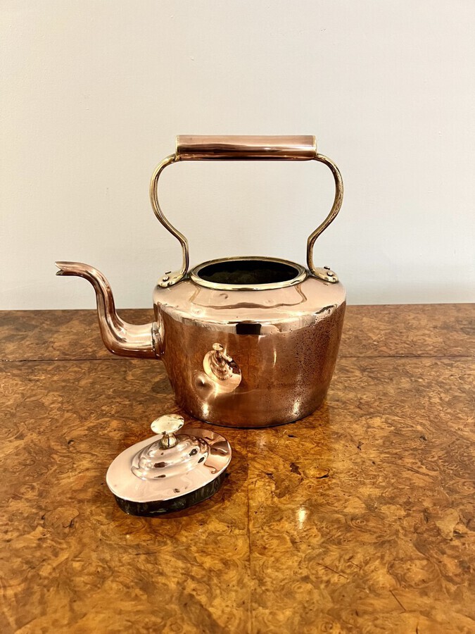 Antique Quality small antique George III copper kettle 