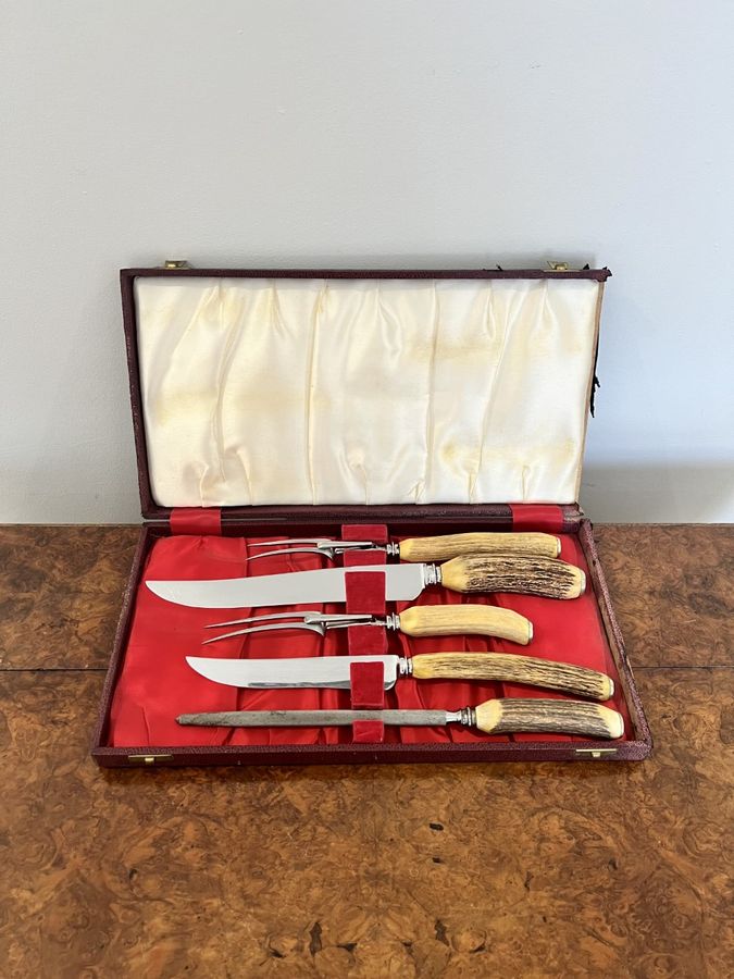 Antique five piece Cooper Brother & Son's carving set