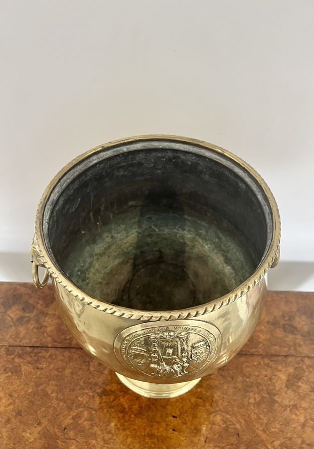 Antique Superb Quality Antique Victorian Brass Champagne Bucket on a Stand