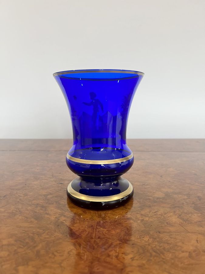 Antique Stunning Quality antique Mary Gregory Blue Glass Vase