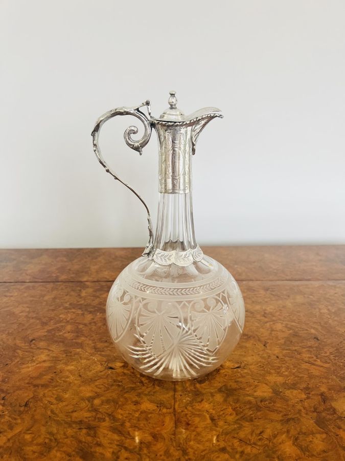 Antique Superb Quality Antique Victorian Etched Glass Claret Jug