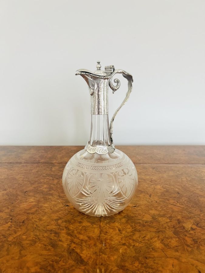 Antique Superb Quality Antique Victorian Etched Glass Claret Jug