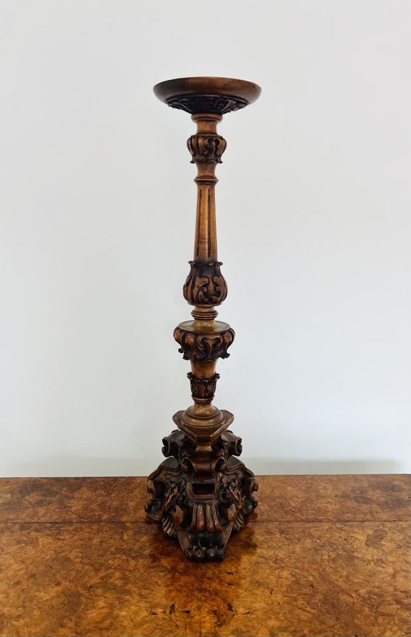 Unusual Italian antique Victorian quality carved walnut stand