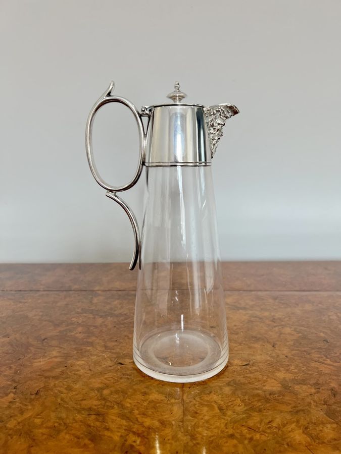 Antique Quality antique Edwardian glass and silver plated claret jug 