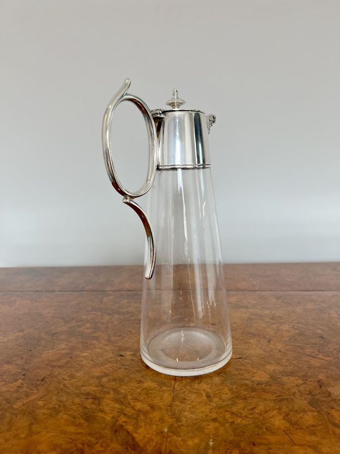 Antique Quality antique Edwardian glass and silver plated claret jug 