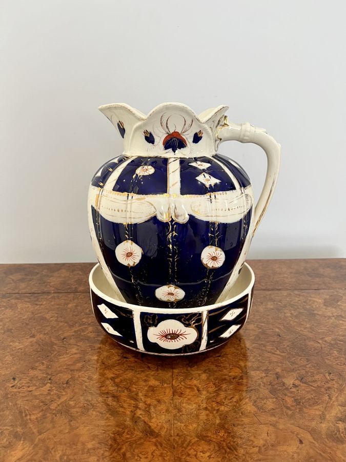 Antique Quality antique Victorian unusual jug and bowl set 