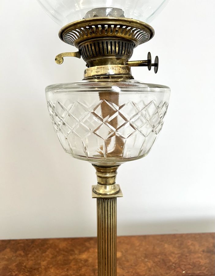 Antique Lovely Antique Victorian Quality Brass Oil Lamp