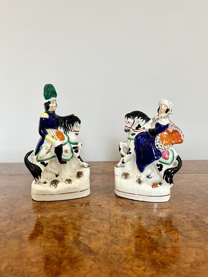 Antique Quality pair of antique Victorian Staffordshire Royal figures 