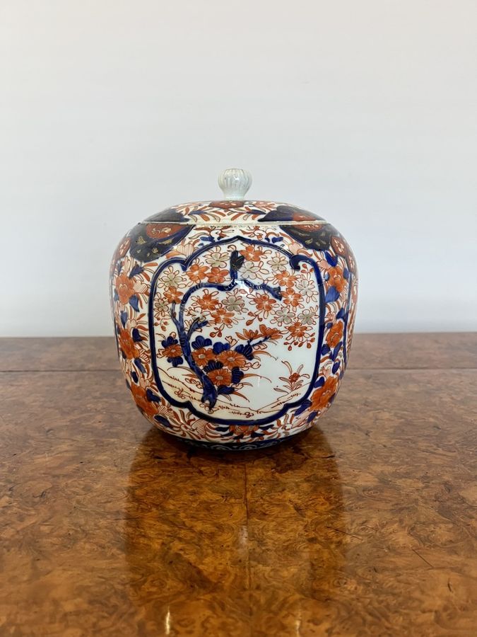 Large antique quality Japanese imari lidded ginger jar