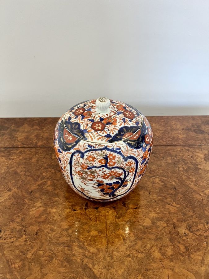 Antique Large antique quality Japanese imari lidded ginger jar 