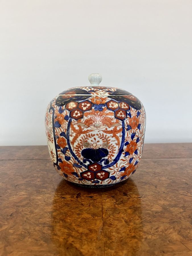 Antique Large antique quality Japanese imari lidded ginger jar 