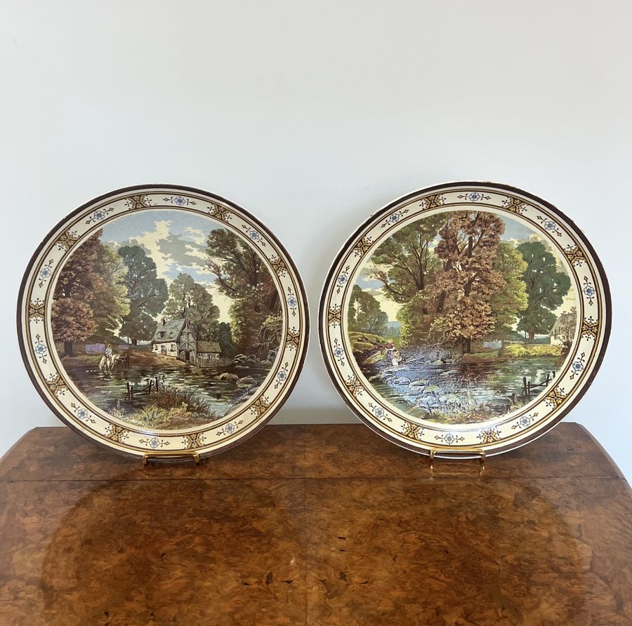 Wonderful pair of large 19th century Minton plates