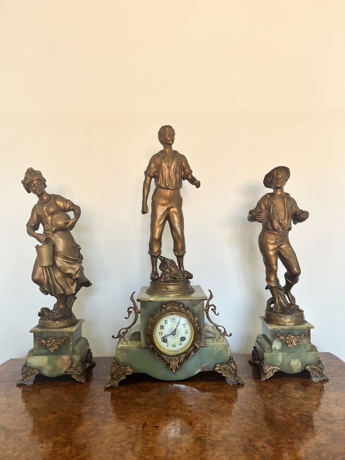 Antique Stunning quality antique Victorian French clock garniture 
