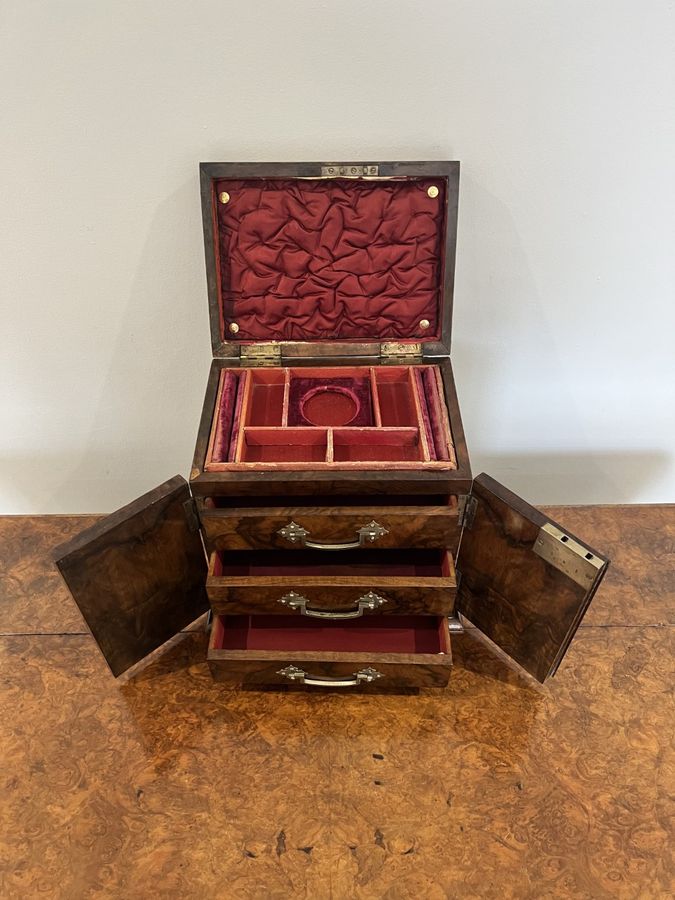 Antique Quality antique Victorian walnut jewellery cabinet 