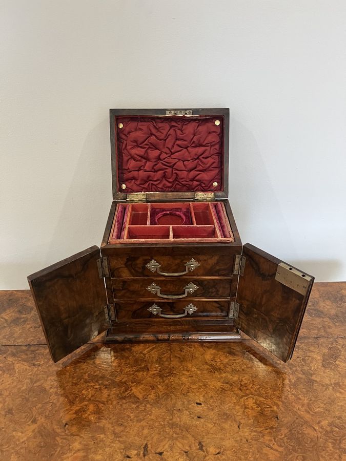 Antique Quality antique Victorian walnut jewellery cabinet 