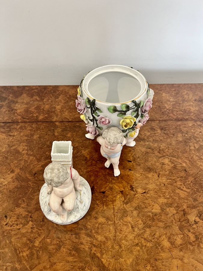 Antique Antique Victorian quality continental porcelain lidded vase 