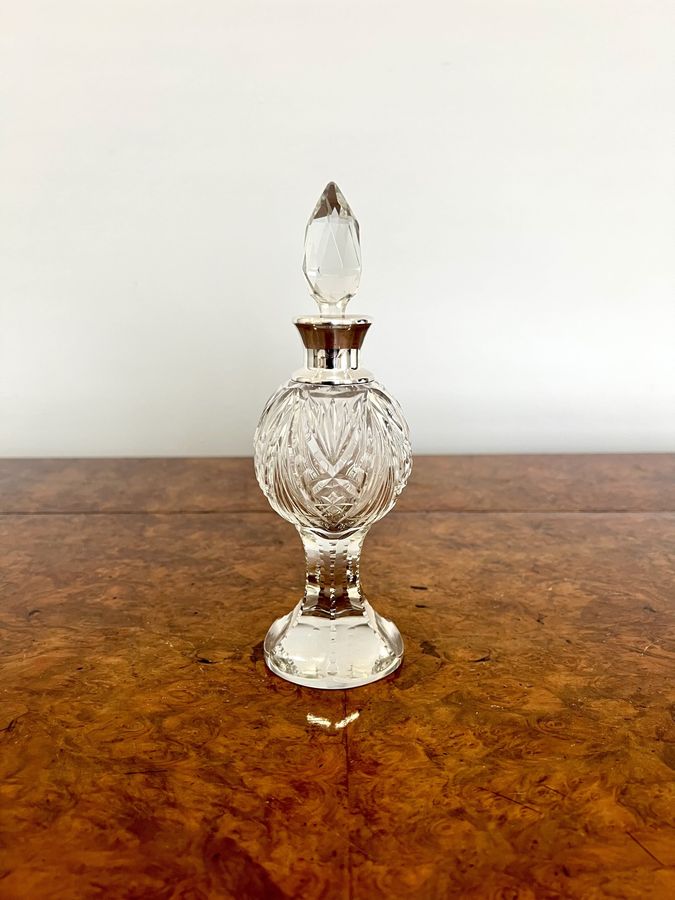 Fine quality antique Edwardian silver mounted cut glass bottle