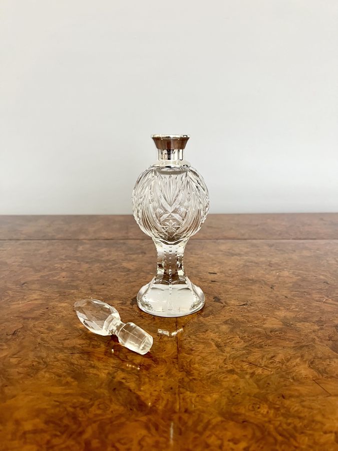 Antique Fine quality antique Edwardian silver mounted cut glass bottle 