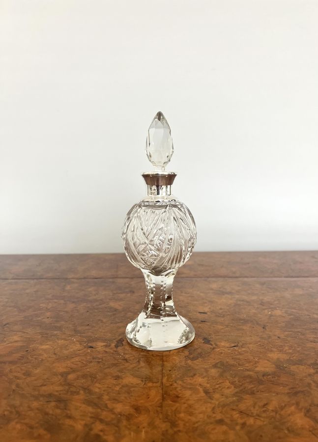 Antique Fine quality antique Edwardian silver mounted cut glass bottle 