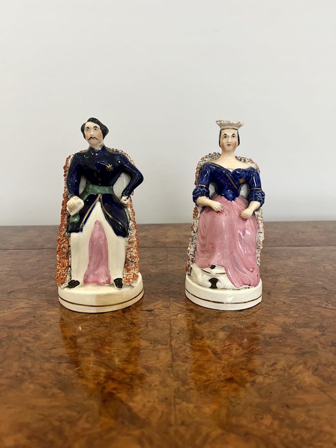 Antique Lovely pair of antique Victorian Staffordshire 'royal' figures 