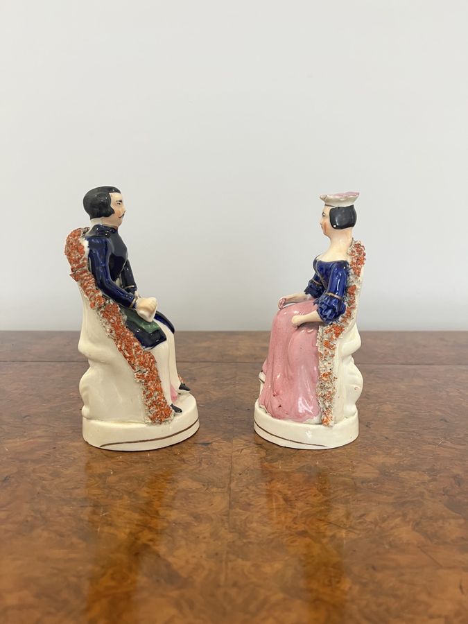 Antique Lovely pair of antique Victorian Staffordshire 'royal' figures 