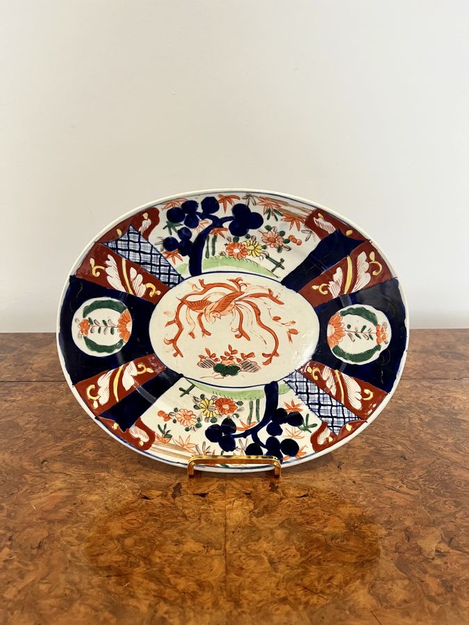 Unusual oval shaped antique Japanese imari plate