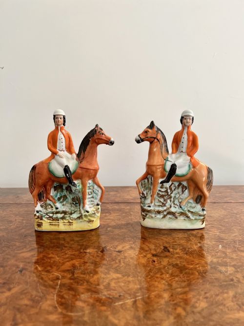 Quality pair of antique Victorian Staffordshire figures