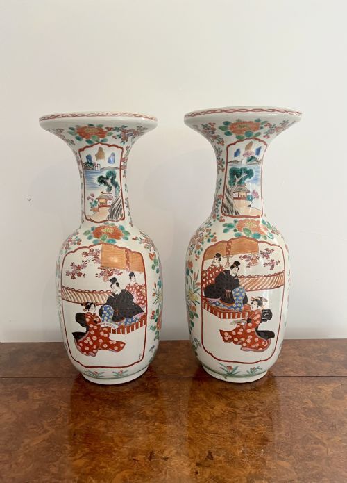 Fantastic quality pair of large antique Japanese imari vases