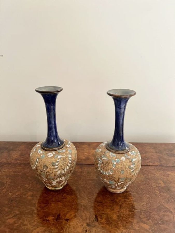 Antique Lovely pair of quality antique Doulton vases 