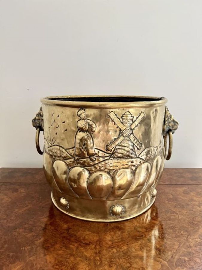Antique Large Antique Victorian Dutch Brass Jardiniere