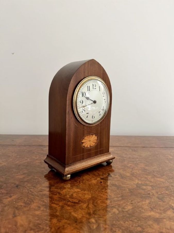 Antique Antique Edwardian quality mahogany inlaid mantle clock 