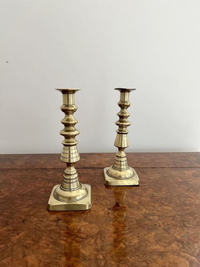 Antique Pair of antique Victorian brass candlesticks 
