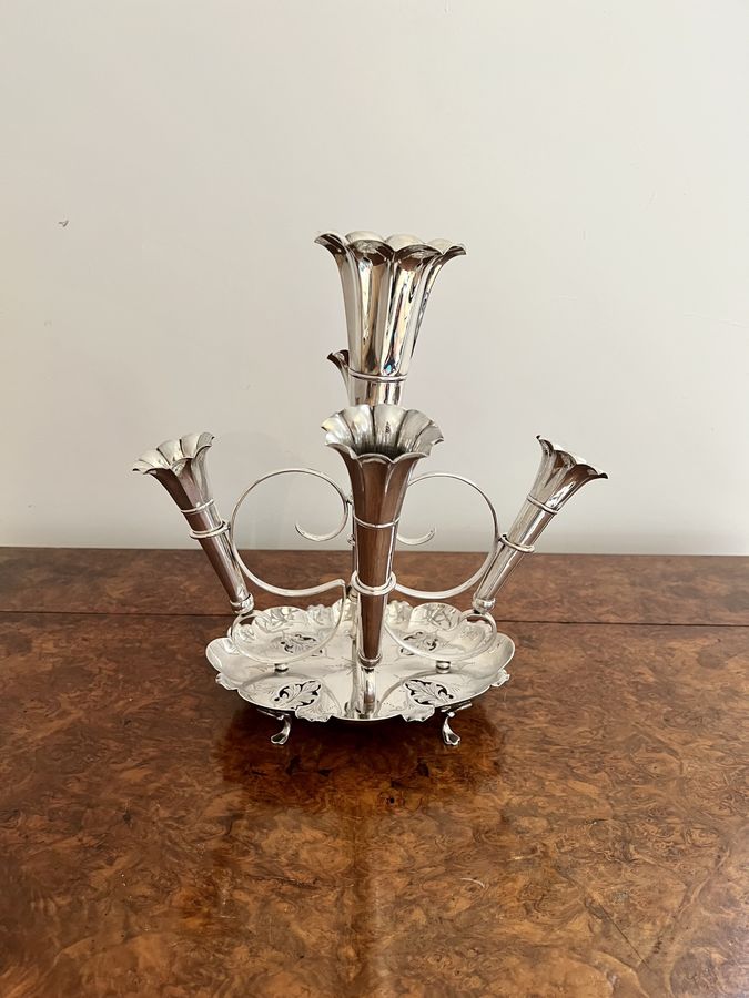 Antique Stunning quality antique Victorian silver plated five branch epergne 